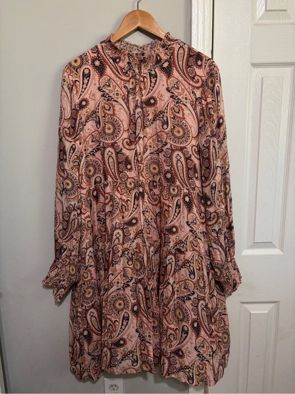 Anthropologie Cady Pink Tiered Paisley Dress XL